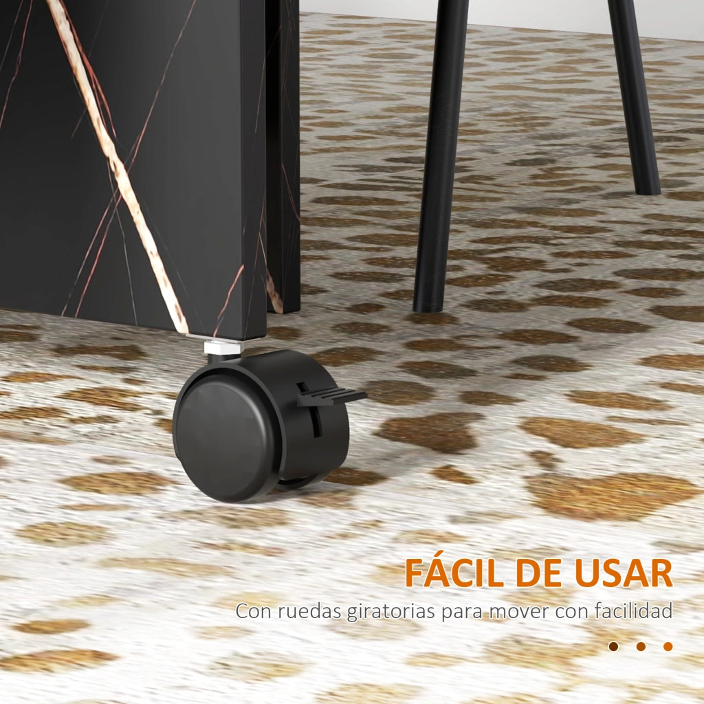 Tavolo da pranzo pieghevole allungabile con ruote ¨C zephmum ¨C 120x80x73 cm nero effetto marmo