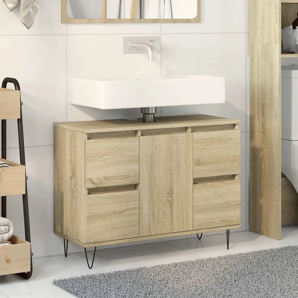 Mobile da Bagno Rovere Sonoma 80x33x60 cm in Legno Multistrato 849683