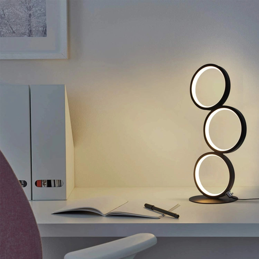 ZMH Lampada da tavolo LED nera anello scrivania comodino per camera letto