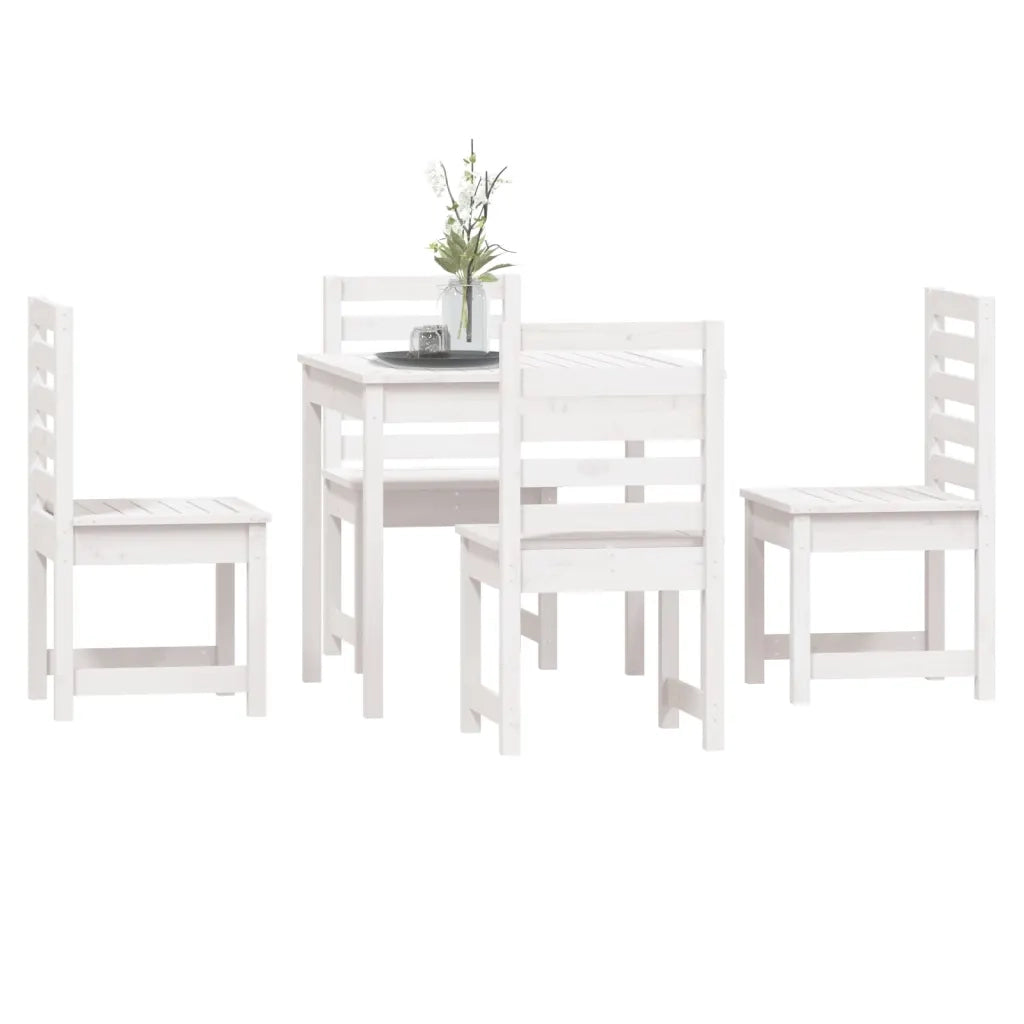 Set da Pranzo per Giardino 5pz Bianco in Legno Massello di Pino 3154678
