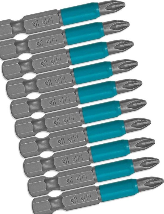 Set a bit a 10 pezzi, viti a croce magnetiche in acciaio S2, PH2, nero