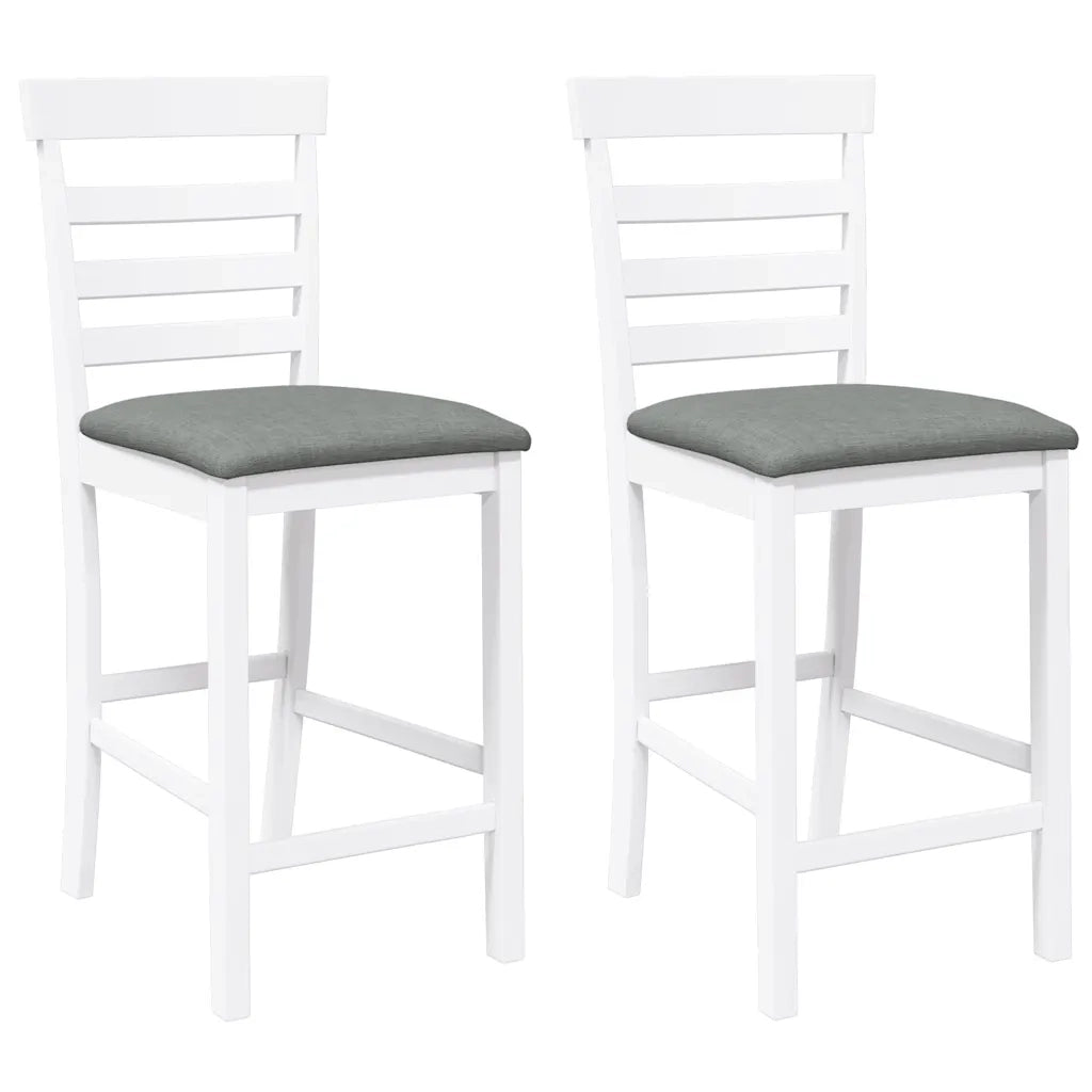 Sgabelli da Bar con Cuscini 2 pz Bianco Legno Massello di Hevea 4102541