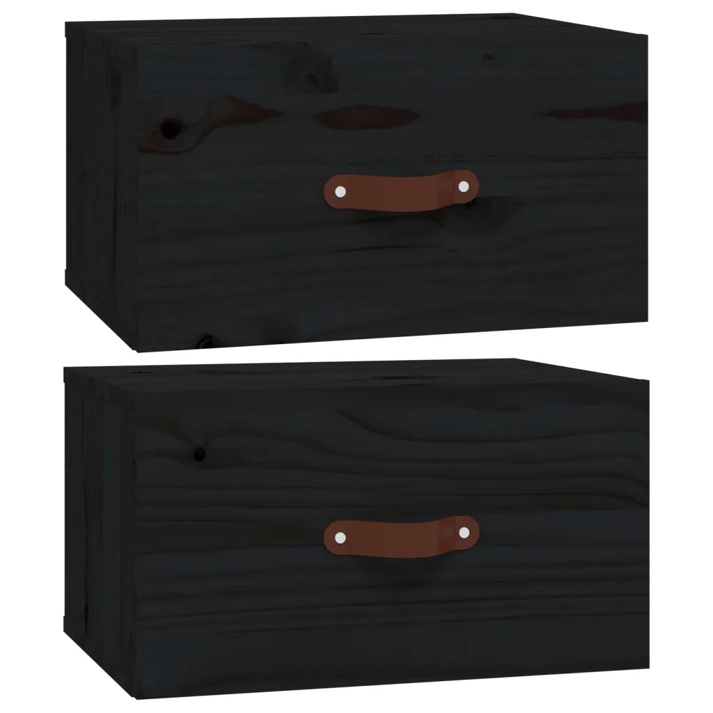 Comodini a Muro 2 pz Neri 40x29,5x22 cm 820995