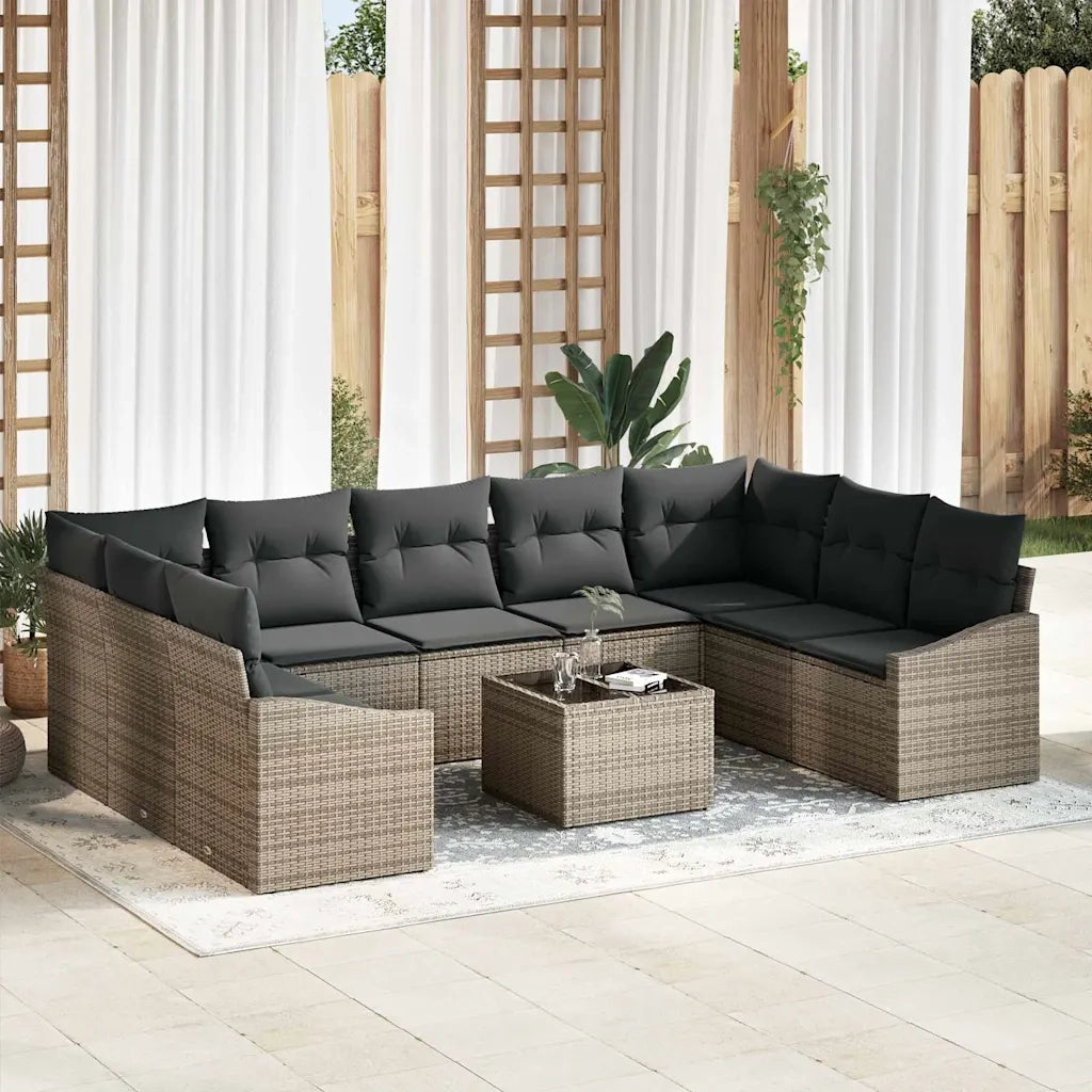 Set Divano da Giardino Grigio chiaro polyrattan