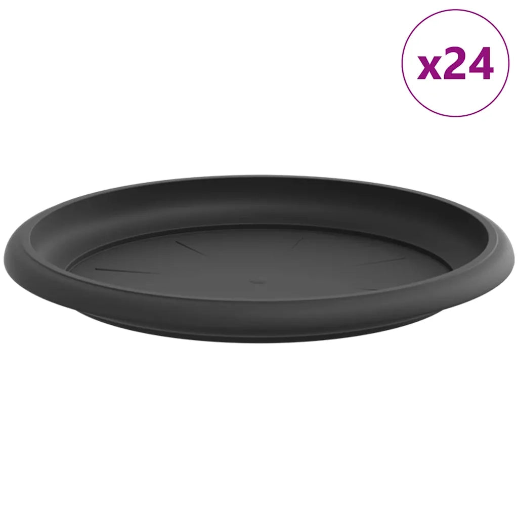 Vassoio Rotondo per Fiori 24 pz Nero ? 19 x 2 cm Plastica CFW3235808
