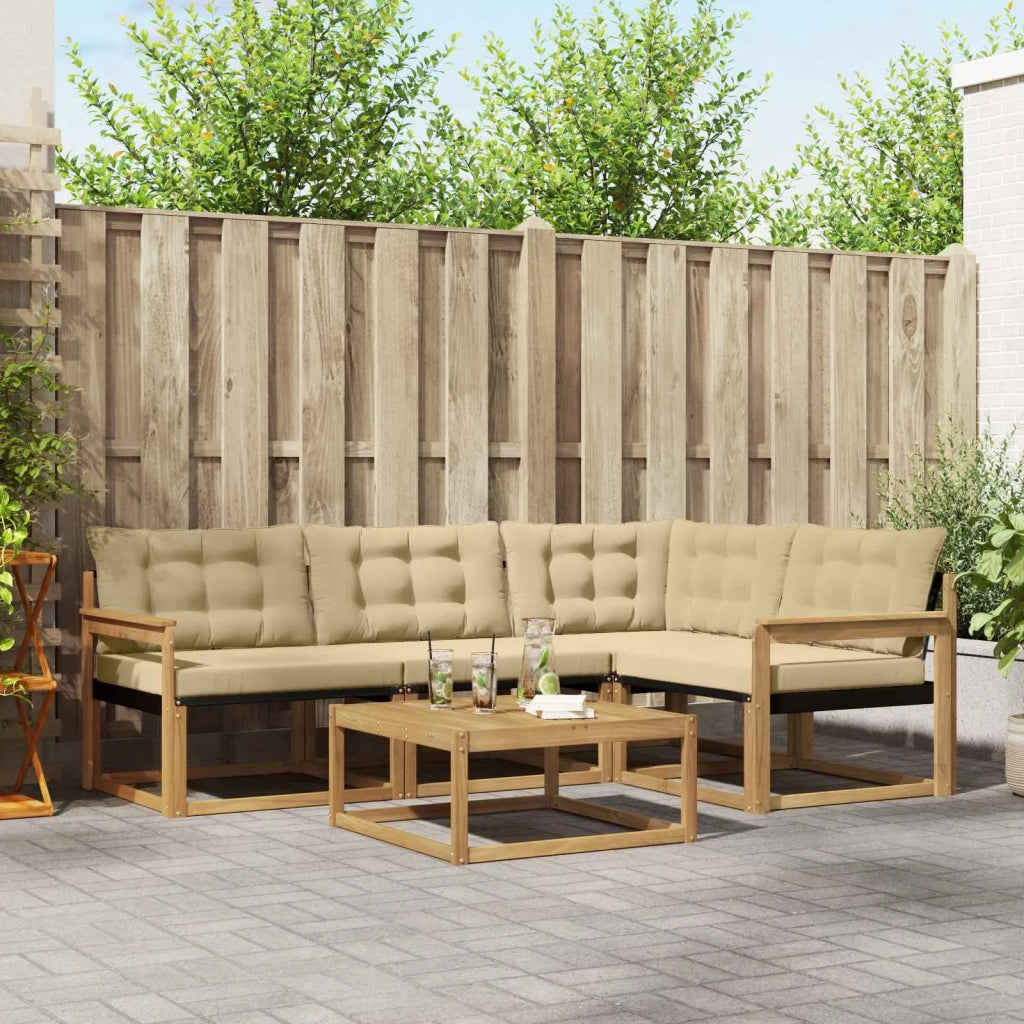 Set di divani da esterno 5 pcs Bianco e Beige 79 x 79 x 37 cm