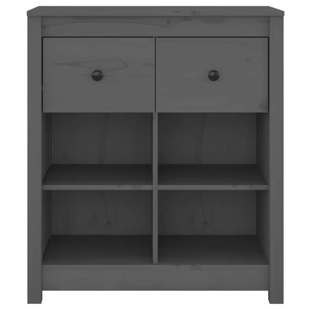 Credenza Grigia 70x35x80 cm in Legno Massello di Pino 813766