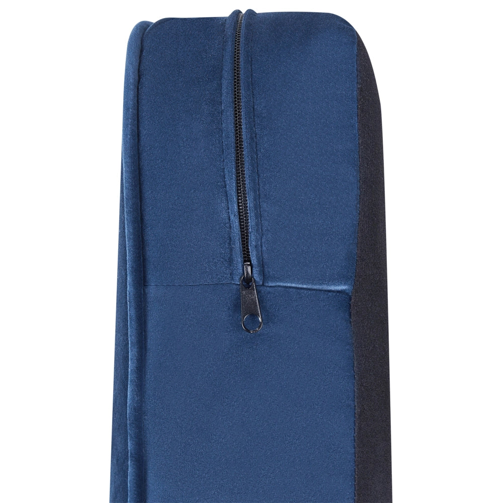 Divano Chesterfield Tessuto Velluto Blu Rivestimento Gambe Nere 3 Posti Contemporaneo