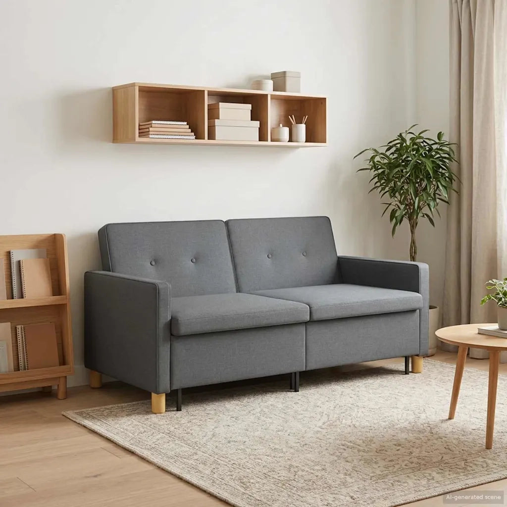 Divano Letto Estraibile Grigio Scuro Tessuto 42033339