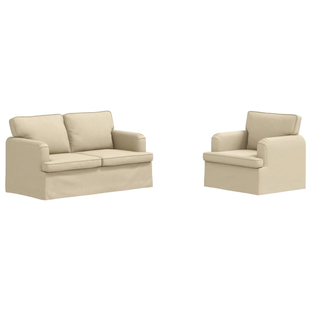 Divano 2 pcs Crema 144 x 80 x 85 cm Tessuto