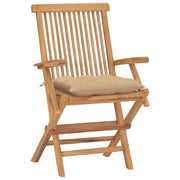 Sedie da Giardino con Cuscini Beige 4 pz | Sedie da Esterno Legno Massello di Teak
