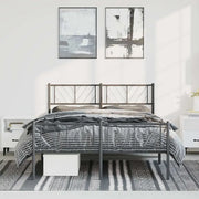 Giroletto con Testiera e Pediera Metallo Nero 135x190 cm 372196