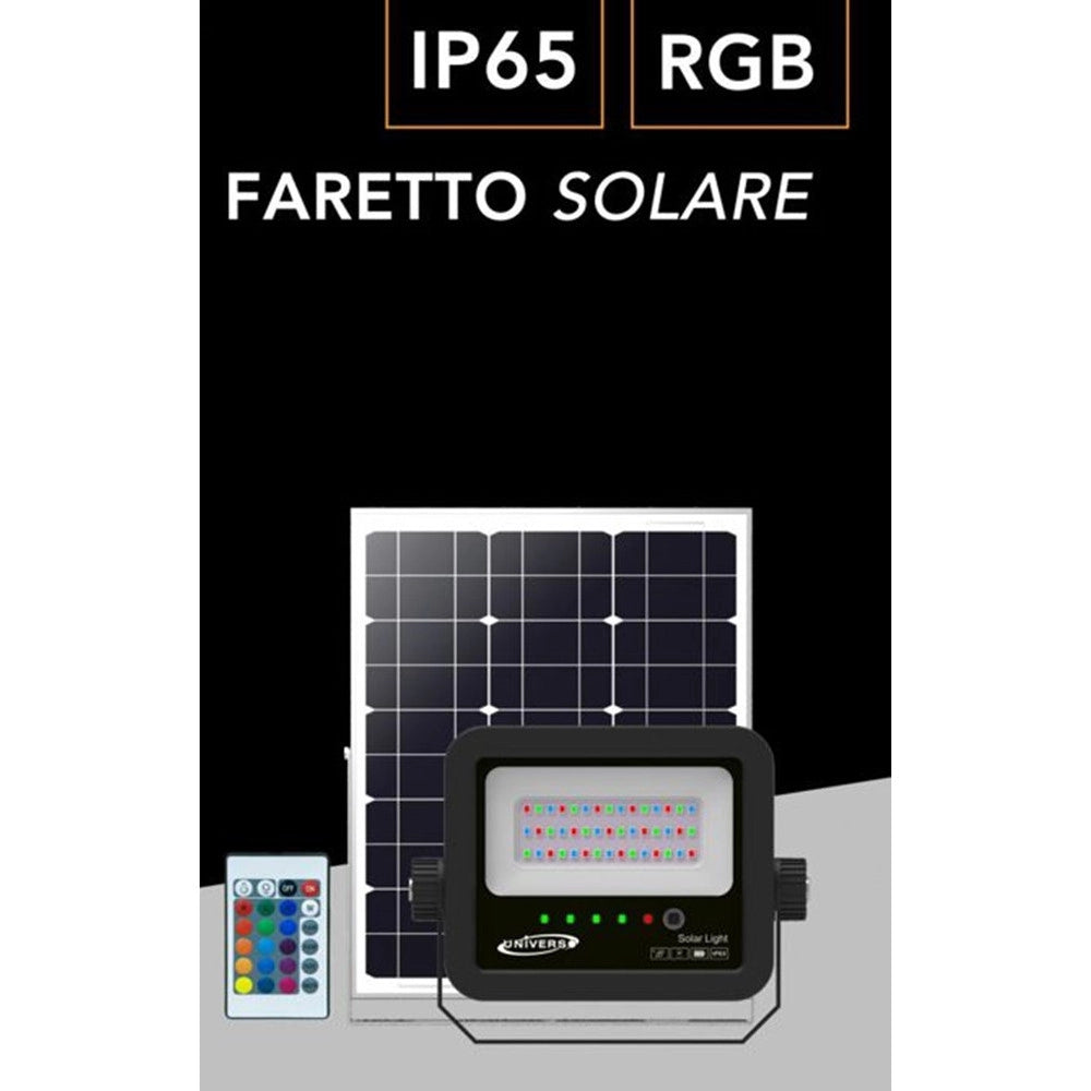 Trade Shop - Faro A Led Proiettore Con Pannello Solare 40 W Rgb Con Telecomando Esterno Ip65 Sl-rgb-40w -