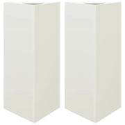 2 pz Fioriere | Cassetta per fiori | Vaso Bianche Triangolari 40x34,5x75 cm in Acciaio