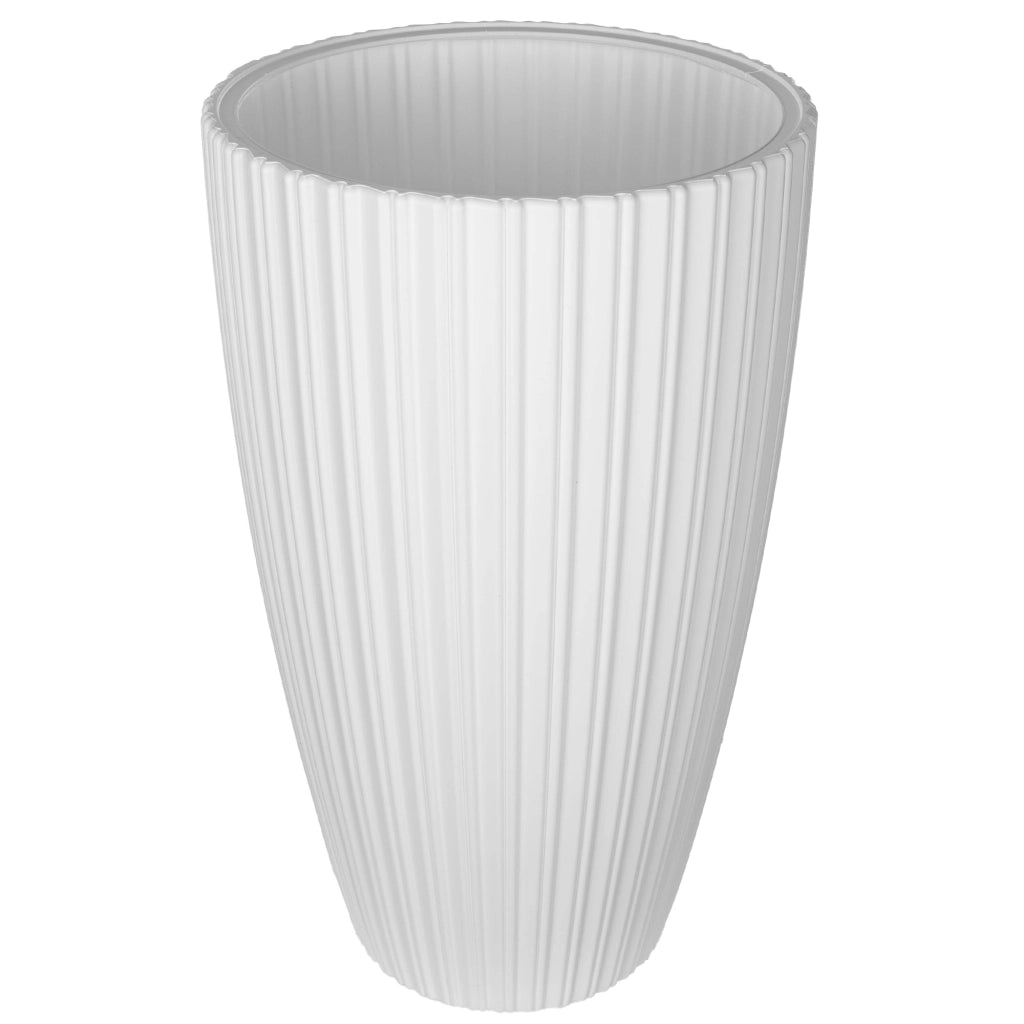Vaso da fiori KADAX 30 cm con coperchio e inserto, in plastica bianca.