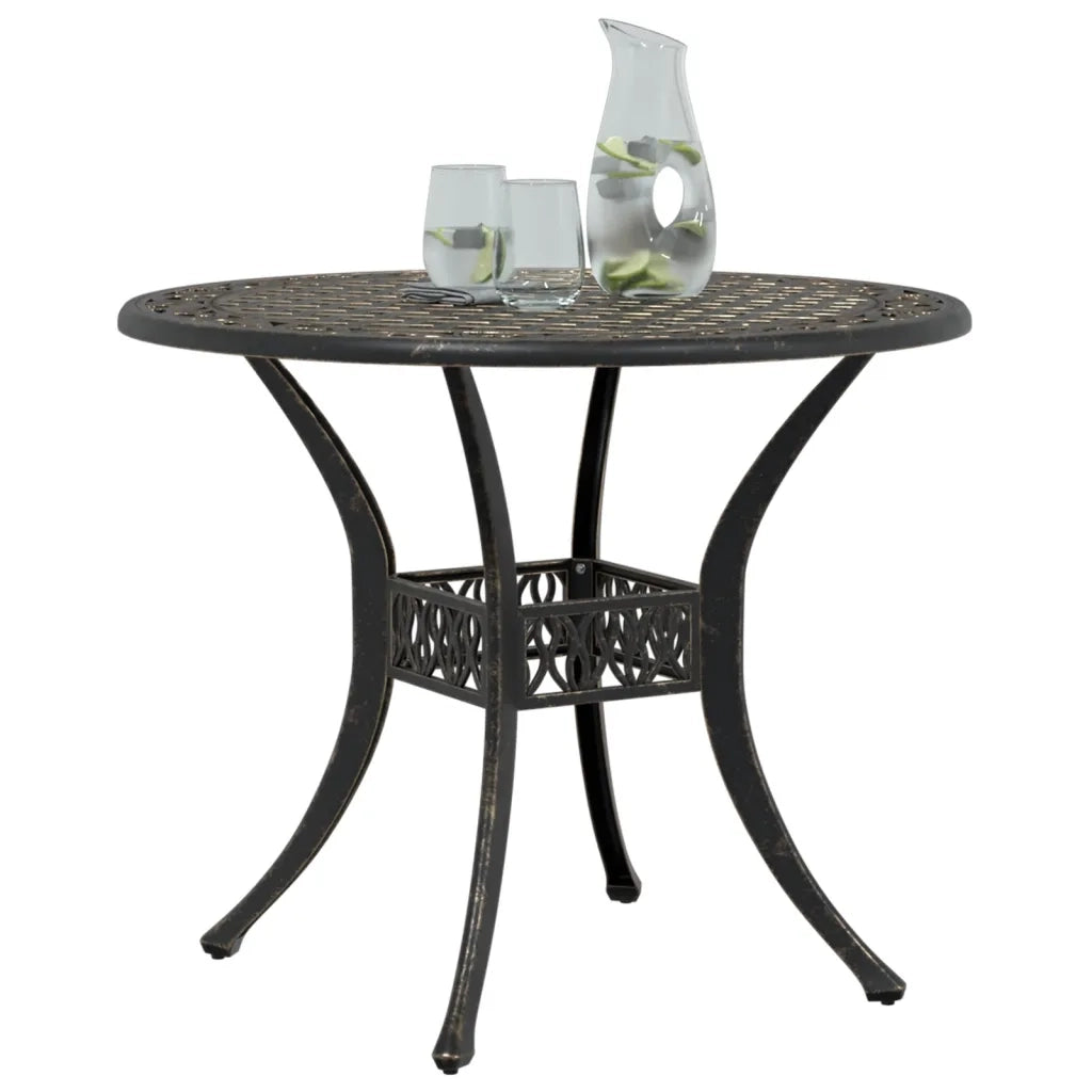 Tavolo da Giardino Bronzo Ã˜90x75 cm in Alluminio Pressofuso