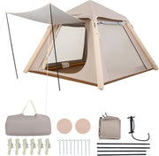 Tenda da Campeggio Gonfiabile, Tenda da Esterno Impermeabile per 2-4 Persone con 2 Porte e Finestre in Rete, Copertura Rimovibile, Pompa ad Aria e Borsa da Trasporto, per Viaggi e Escursionie