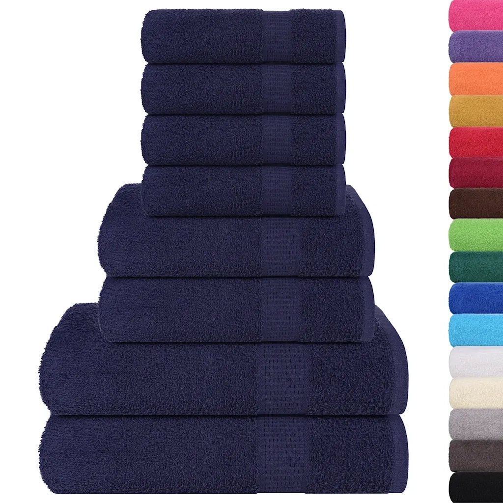 vidaXL Set Asciugamani 8 pz Blu Navy 360 gsm 100% Cotone