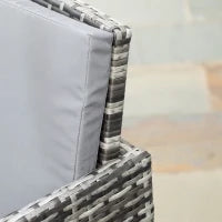 Set 11 Pz Tavolo da Giardino con Sedie, Pouf e Cuscini, in Rattan PE, Grigio