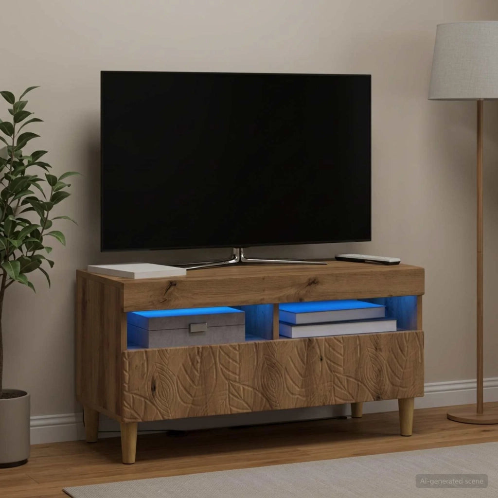 Mobile TV LED Rovere Artigianale Legno ingegnerizzato 897224