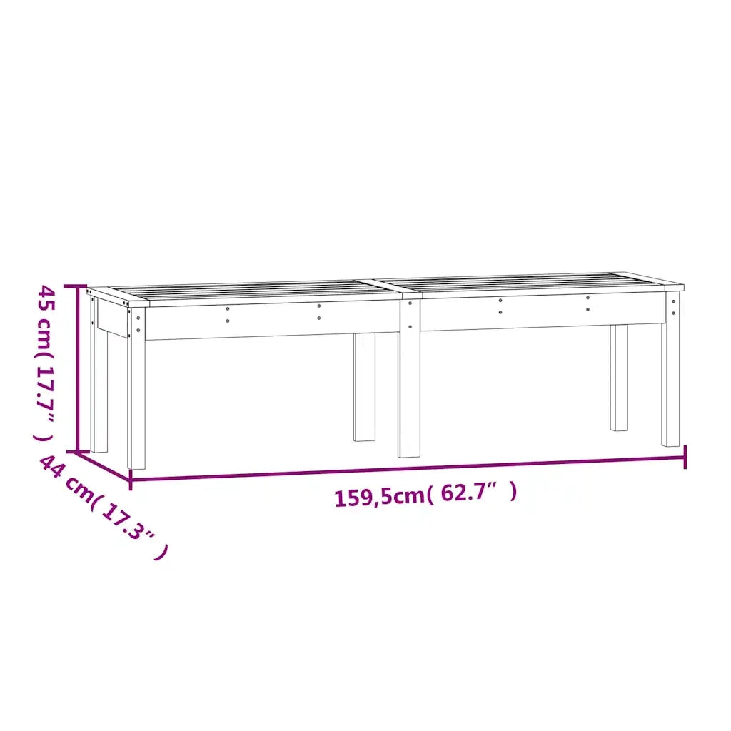 Panchina Giardino | Panca da Giardino 2 Posti Grigia 159,5x44x45cm Legno Massello Pino