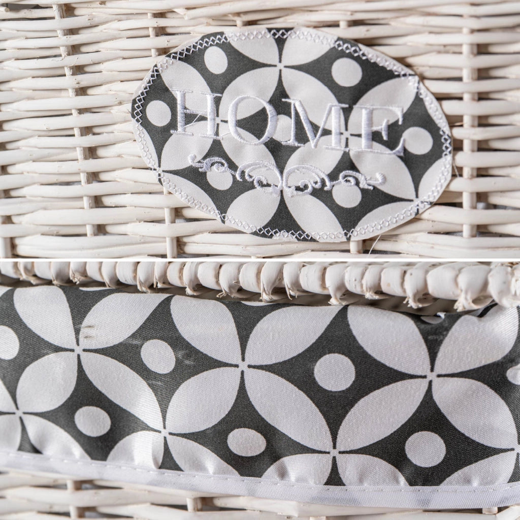 Set 3/5 Pezzi Ceste Portabiancheria in Vimini con Coperchio e Fodera Interna in Tessuto, Contenitori Multiuso per Bucato, Bagno, Lavanderia e Camera da Letto, Design Shabby Chic   5 Ceste NickTipo2