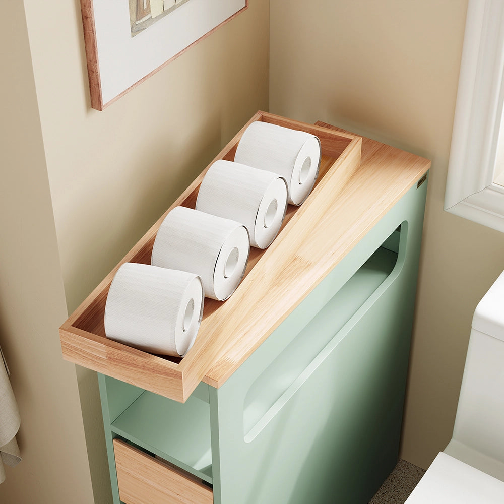 SoBuy | Mobiletto bagno salvaspazio verde con 4 ruote | Mobile bagno con 3 cassetti | Cassettiera per bagno | 23.3x65.3x82.0 cm | Capacità di carico 40 kg | BZR54-II-GR
