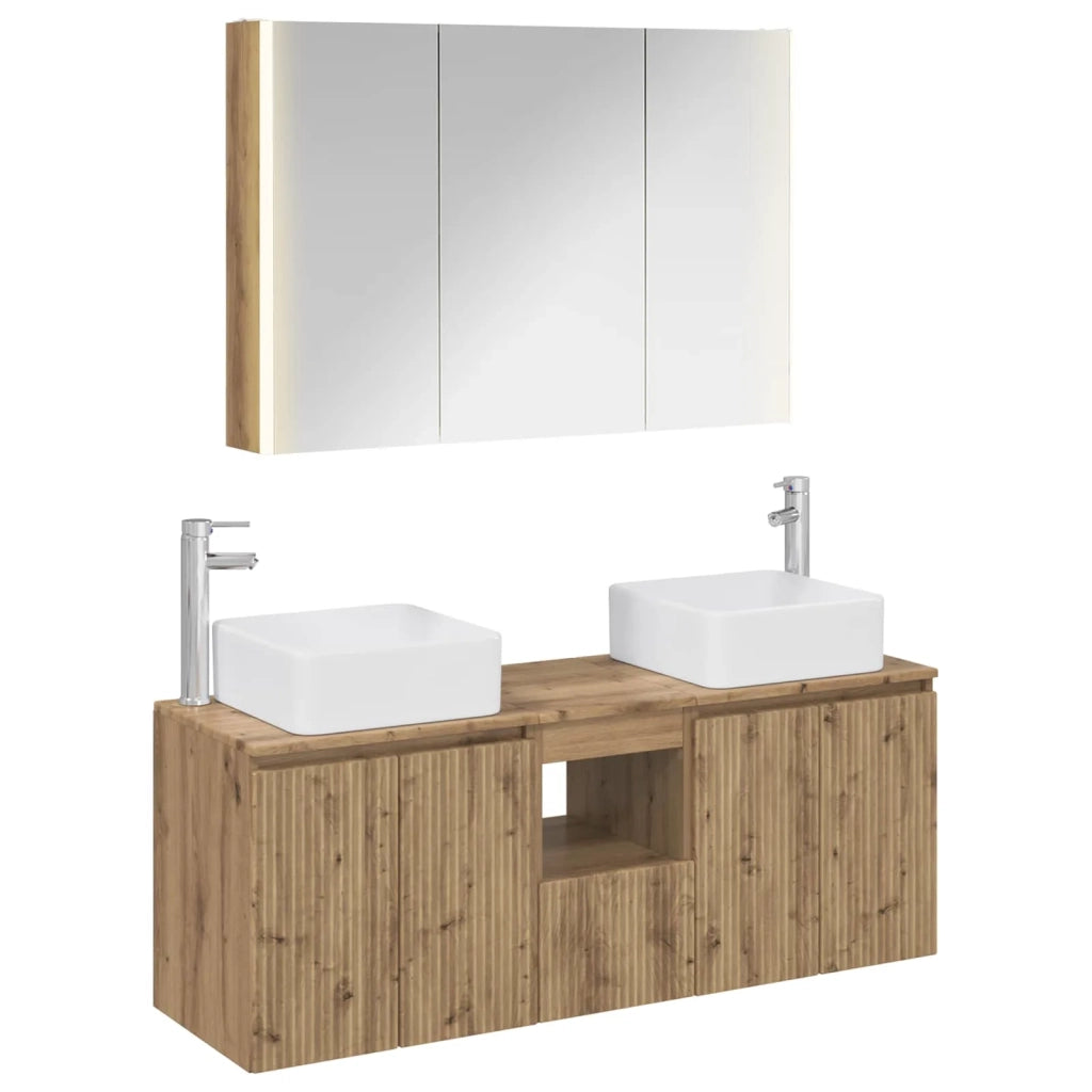 Set di Armadi da Bagno 4 pcs Rovere Artigianale 3406390