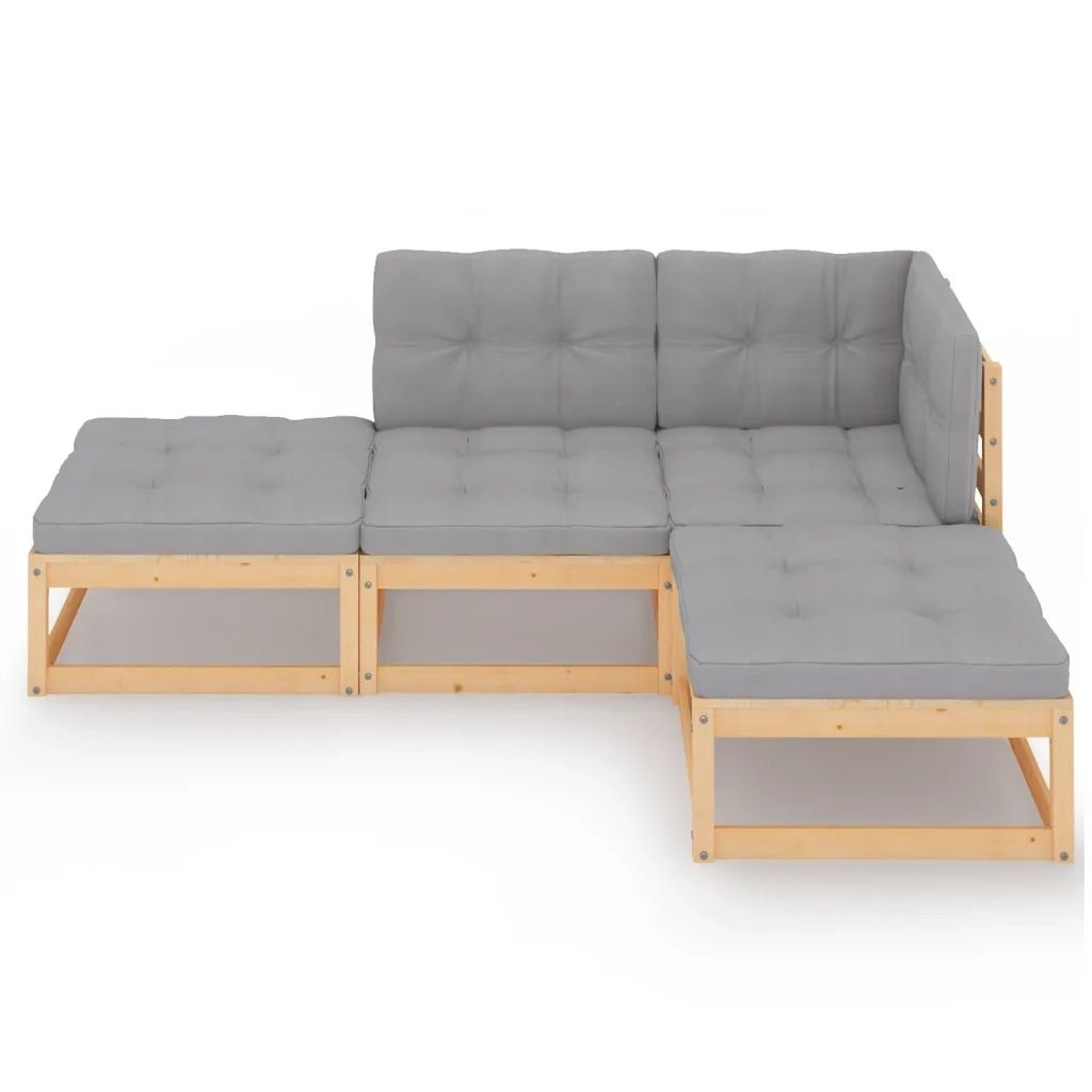 Set Divani da Giardino 4 pz con Cuscini Legno Massello di Pino 3076524