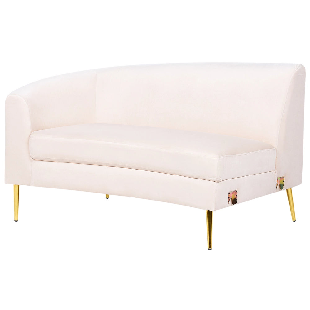 Divano 4 posti in velluto beige seduta posteriore gambe in metallo dorato retro
