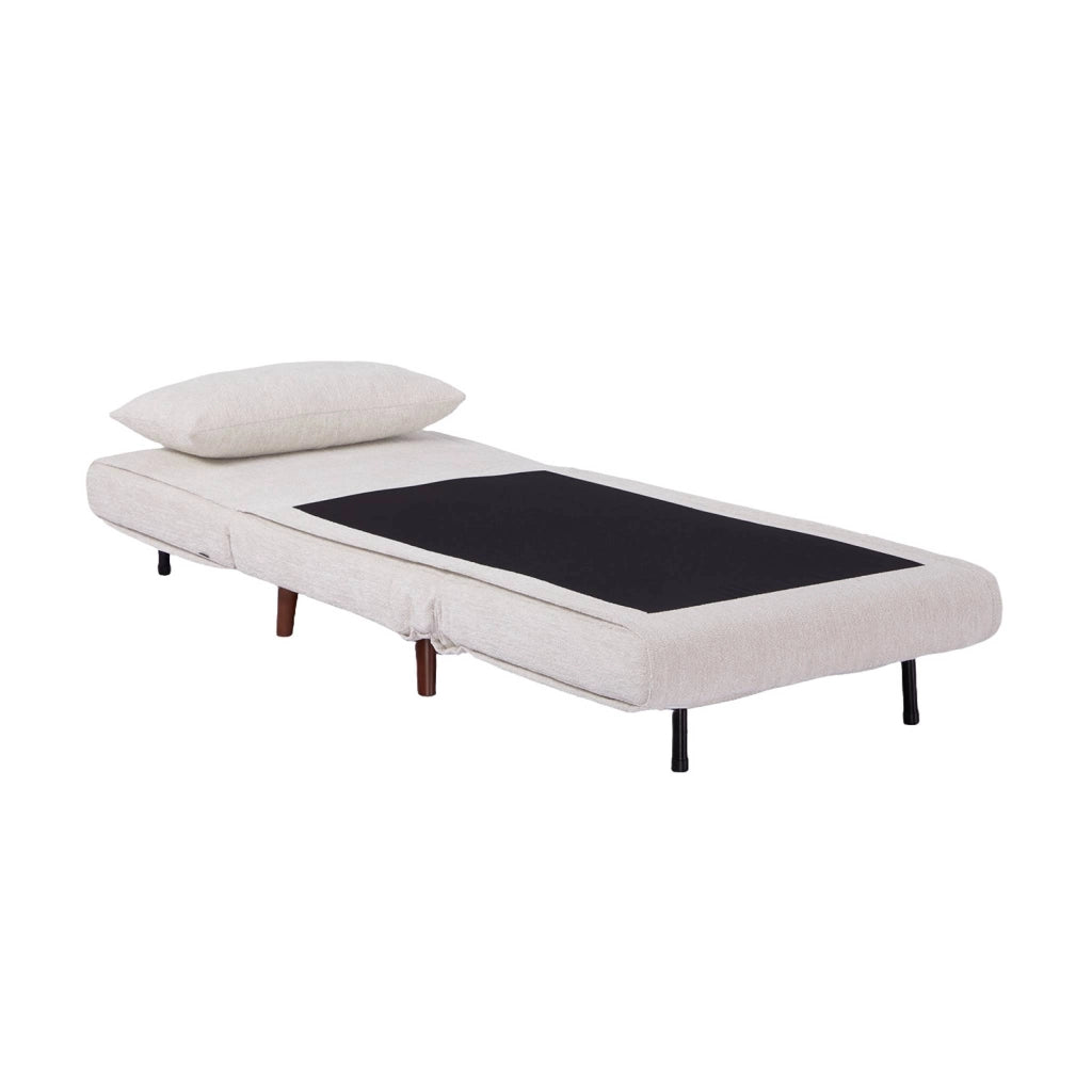 Poltrona letto convertibile in tessuto ciniglia, bianco