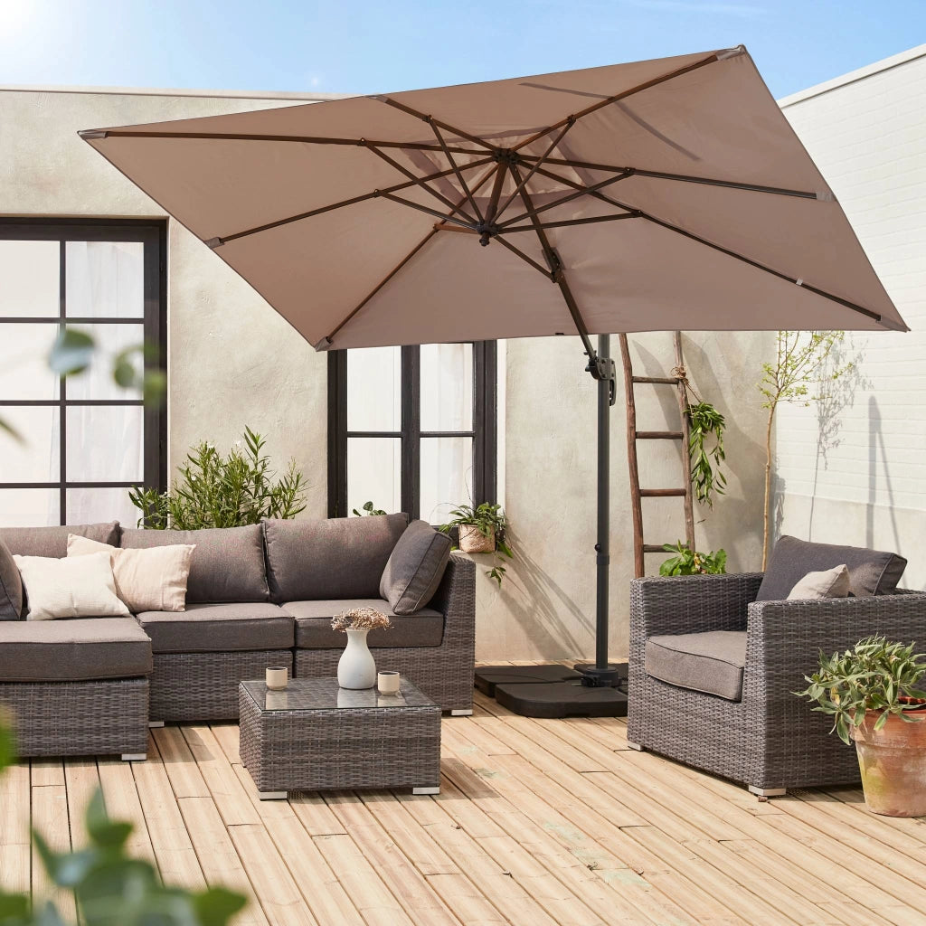 Ombrellone rettangolare eccentrico, 3x2m, talpa