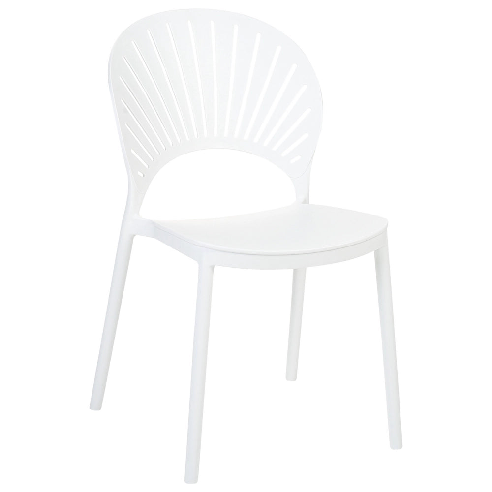 Set di 4 sedie da pranzo in plastica bianco per interni ed esterni da giardino impilabili in stile minimalista