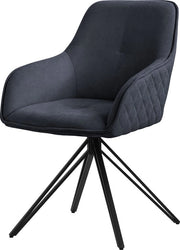 Sedia da soggiorno trainabile in tessuto a trama antracite con schienale e braccioli ML design