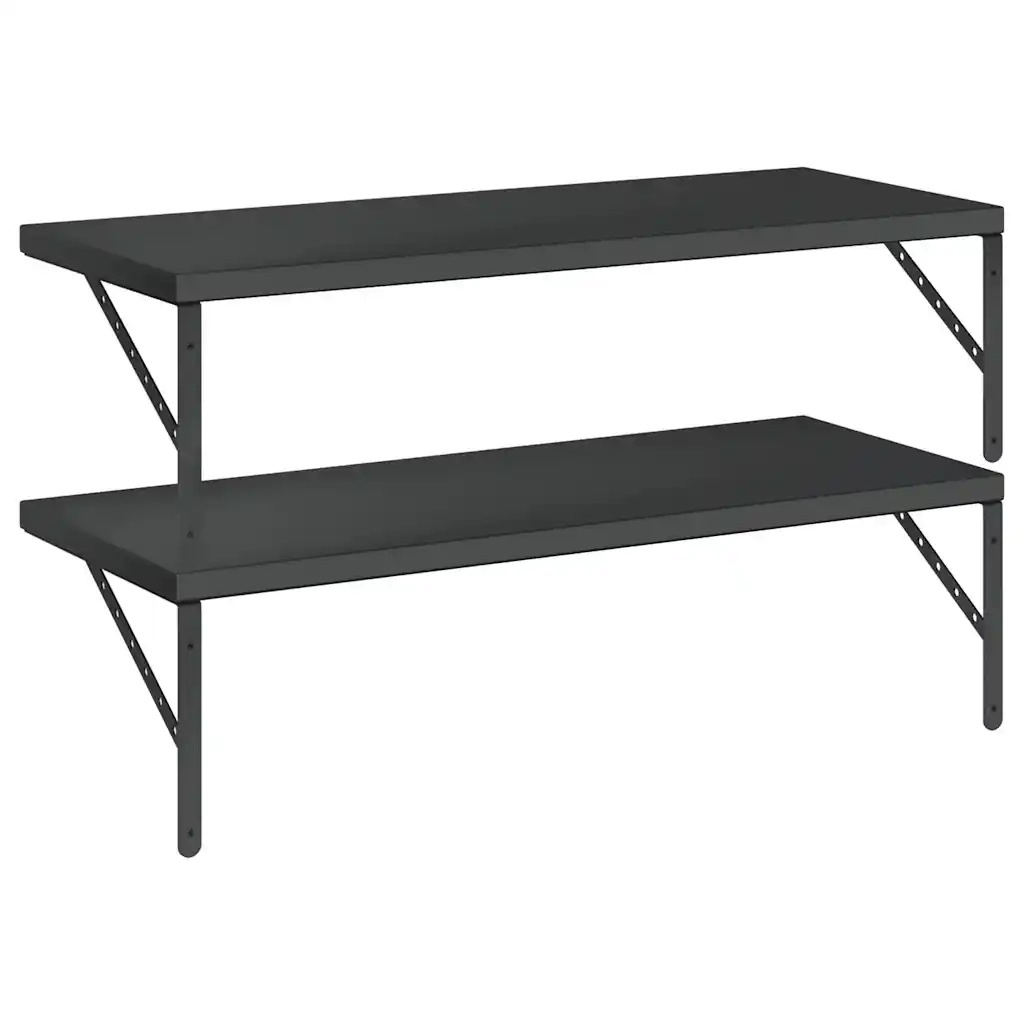 Mensole a Muro 2 pz 100x40 cm Nero in Acciaio Inossidabile 3214511