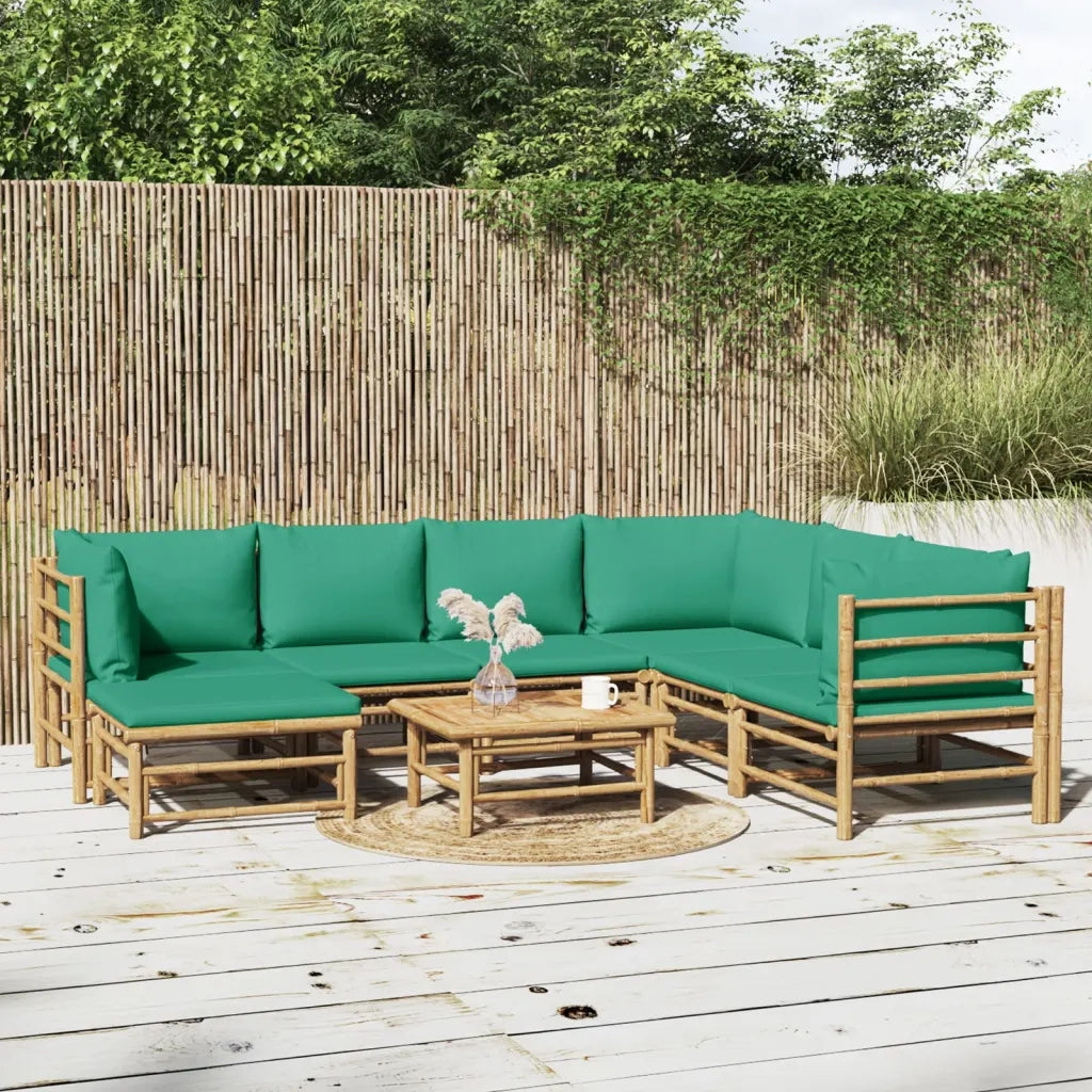Set Salotto da Giardino 8pz con Cuscini Verdi BambÃ¹cod mxl 124271