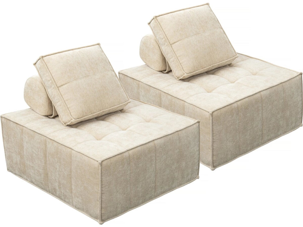 Set di 2 poltrone componibili in tessuto testurizzato "Velluto" - Beige