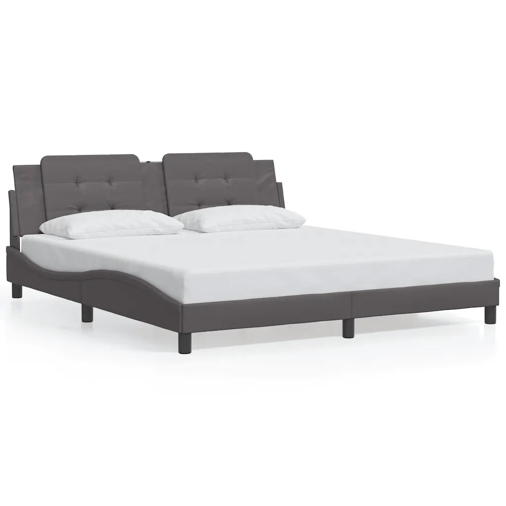 Giroletto con Testiera Grigio 180x200 cm in Similpelle