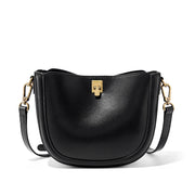 Borsa a mano/a tracolla da donna in pelle di vacchetta Togo, colore nero.