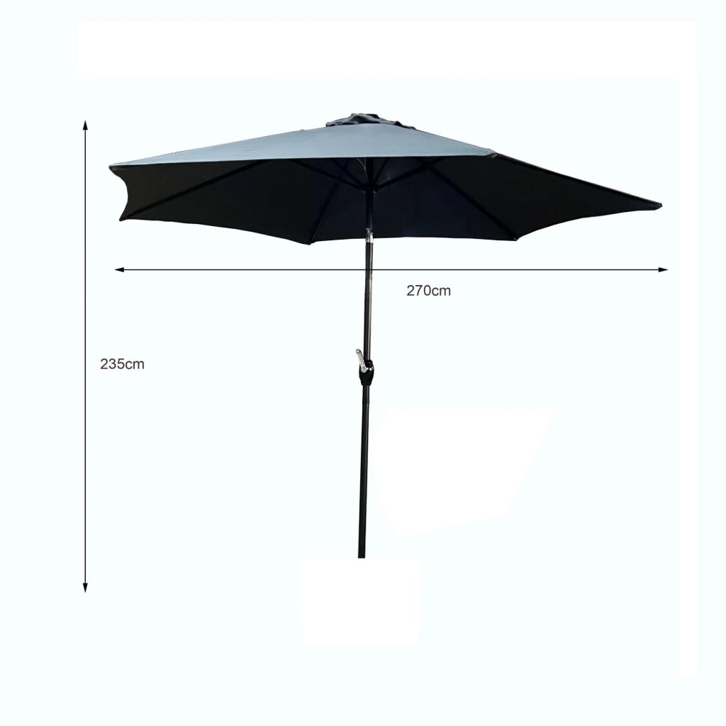Ombrellone da giardino ORIENT con regolazione dell'inclinazione grigio scuro peso 4,5 kg dimensioni 270x270x235 cm