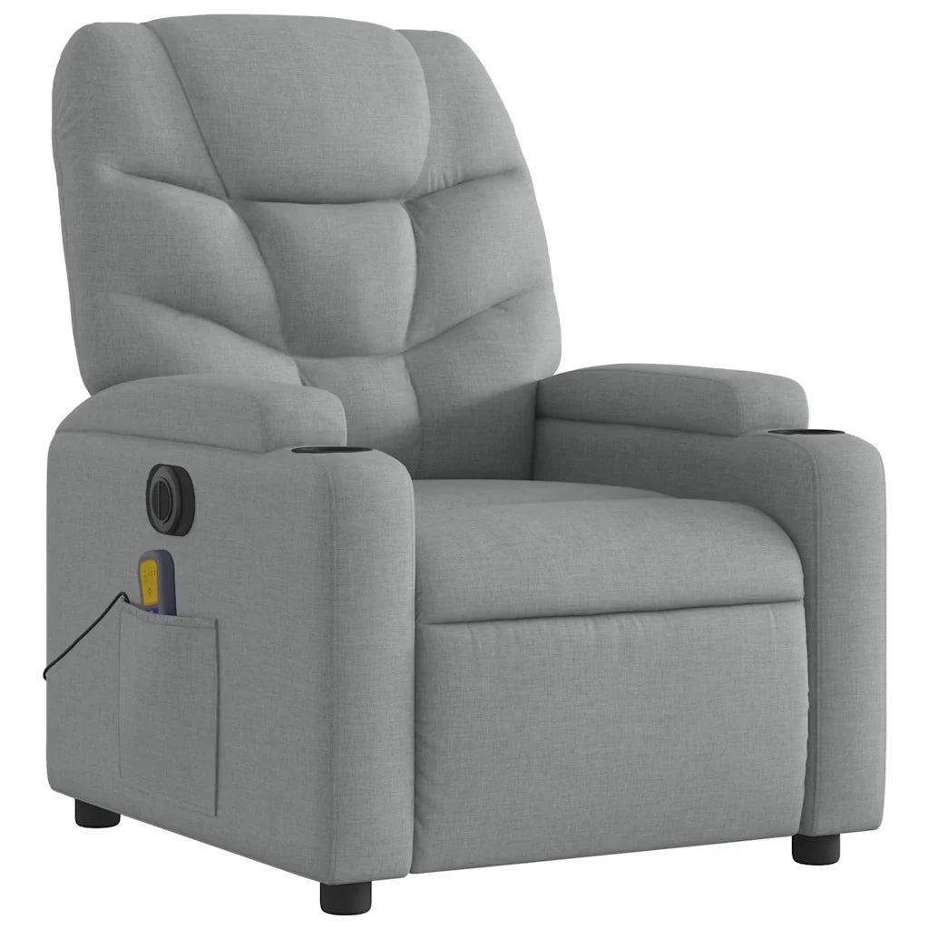 Poltrona Reclinabile Massaggio Elettrica Grigio Chiaro Tessuto 3204584