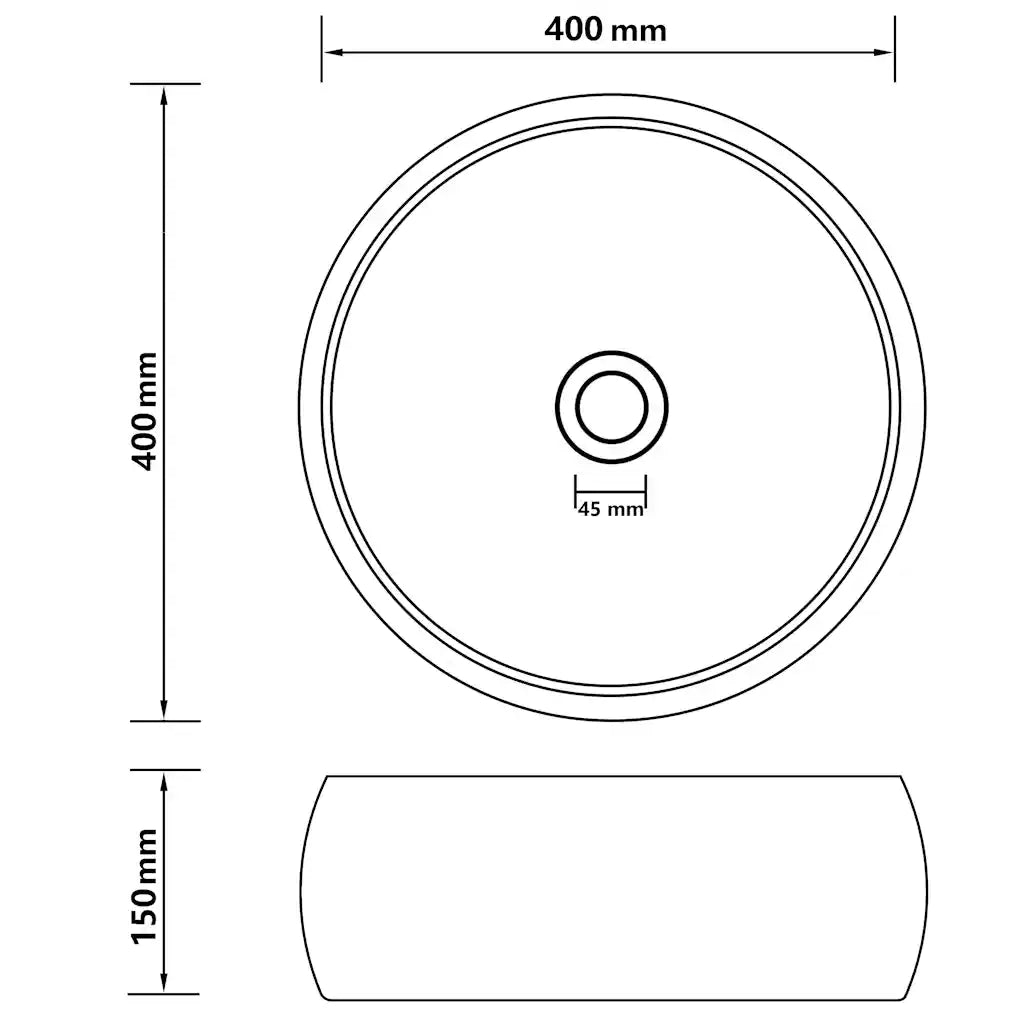 Lavandino Lusso Rotondo Marrone Scuro Opaco 40x15cm in Ceramica cod mxl 35462