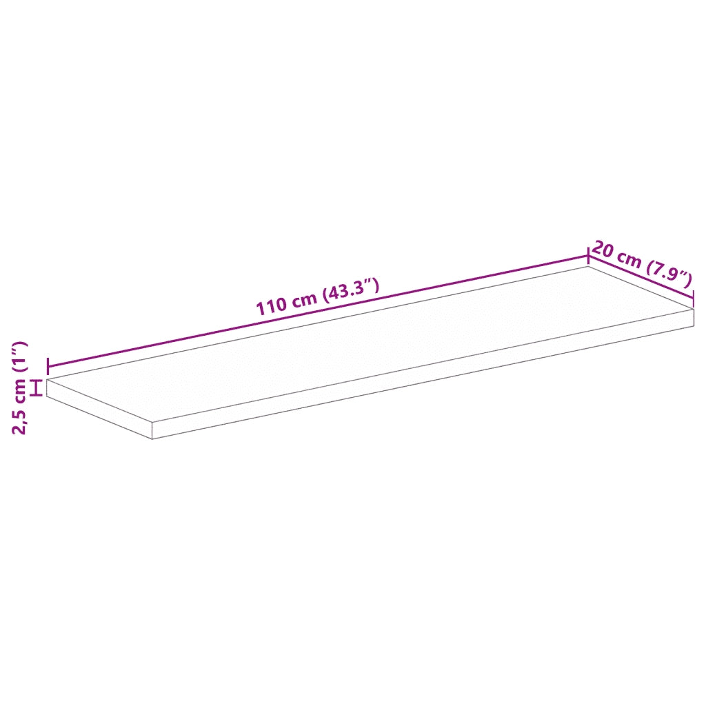 vidaXL Piano per Tavolo 110x20x2,5 cm Rettangolare Legno Mango Grezzo