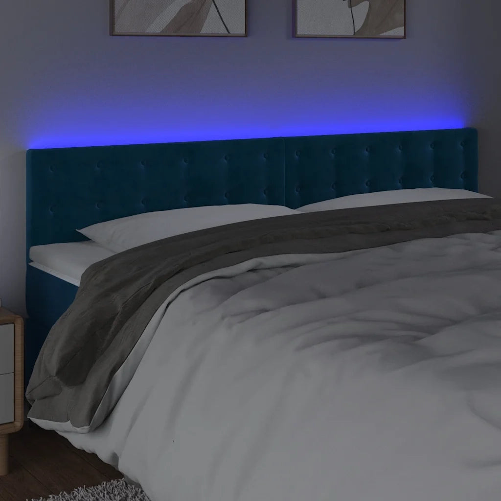 Testiera a LED-Testata con LED Blu Scuro 200x5x78/88 cm in Velluto 323078
