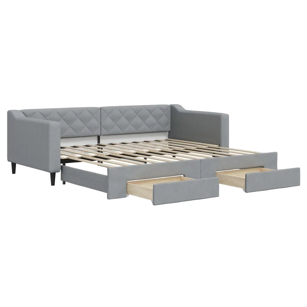 Divano letto | Sof¨¤ letto | Letto singolo Estraibile Cassetti Grigio Chiaro 90x200cm Tessuto