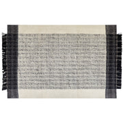 Tappeto bianco e nero lana cotone 140 x 200 cm intrecciato a mano rettangolare con frange