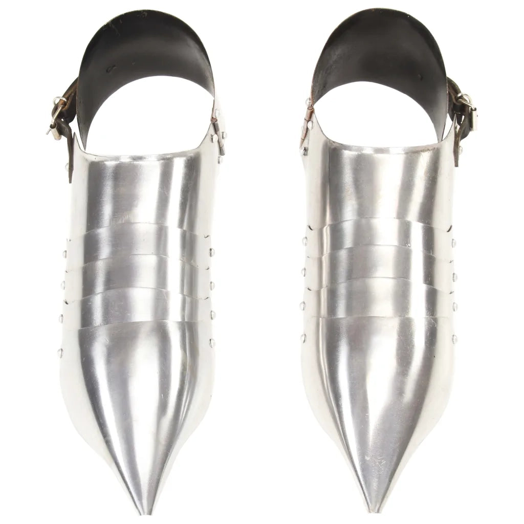 Scarpe d'Armi per Cavalieri Medievali LARP Argento in Acciaio CFW5006993