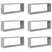 Mensole Parete a Cubo 6 pz-Set di 6 Scaffale a parete Grigio Cemento 60x15x23cm Multistrato