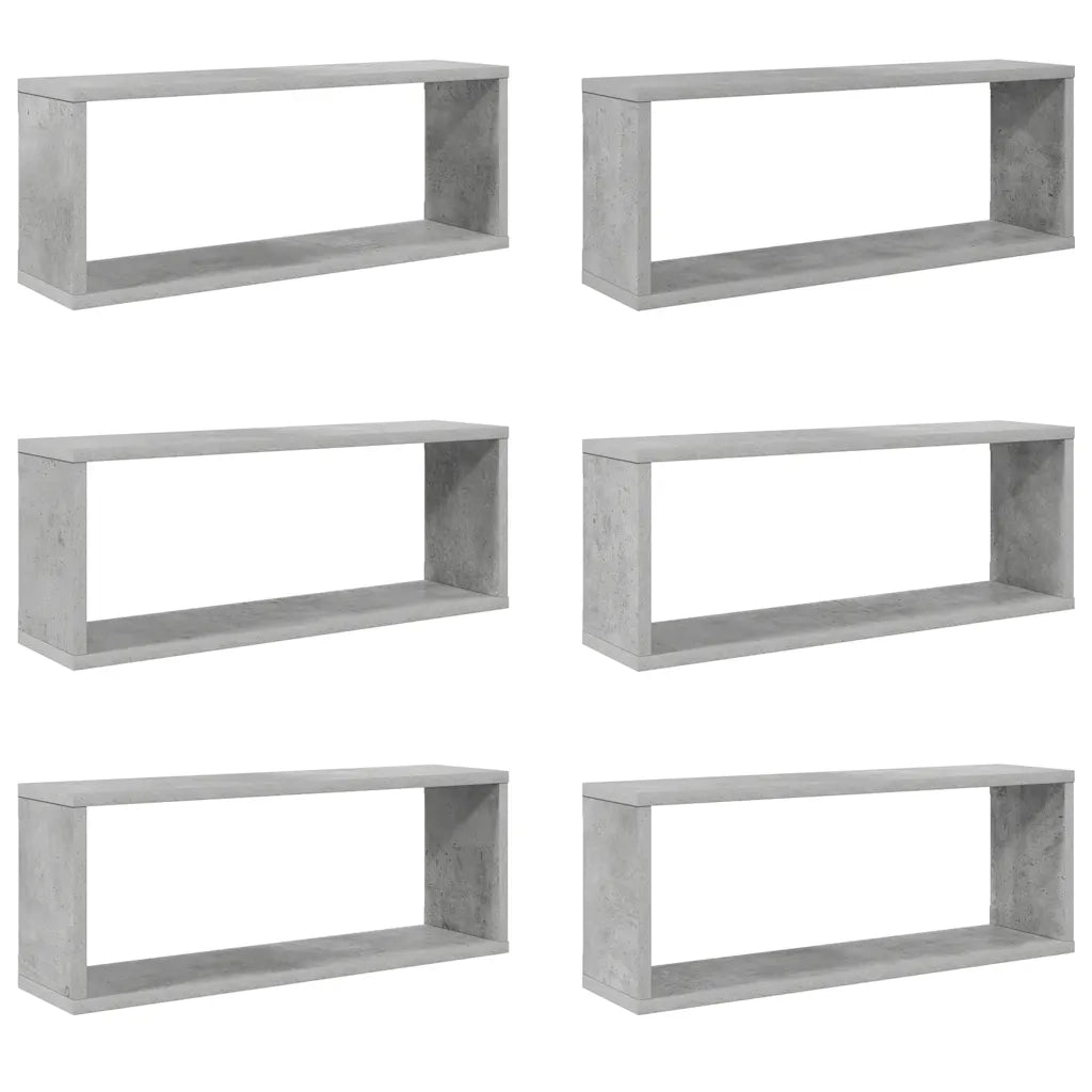 Mensole Parete a Cubo 6 pz-Set di 6 Scaffale a parete Grigio Cemento 60x15x23cm Multistrato