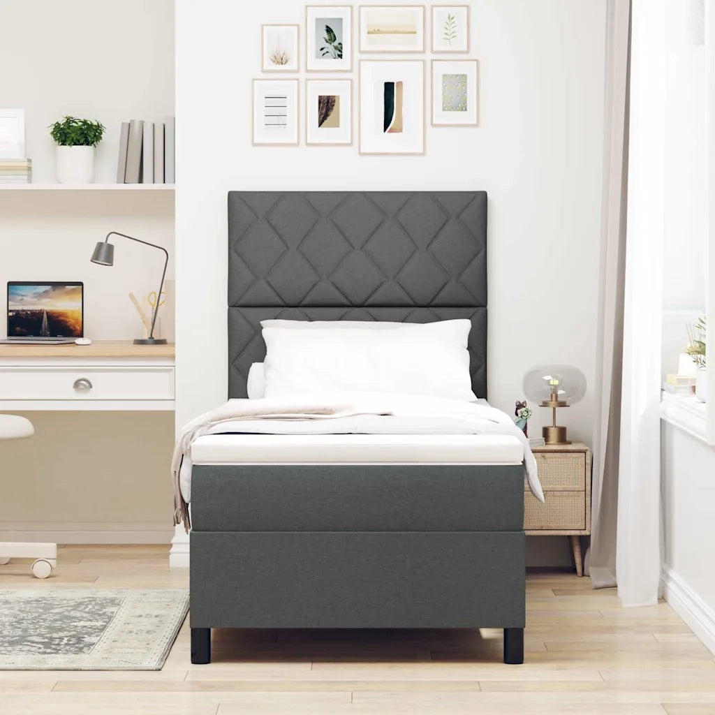 Letto a molle con testiera Grigio scuro 90 x 190 cm Tessuto 3339428